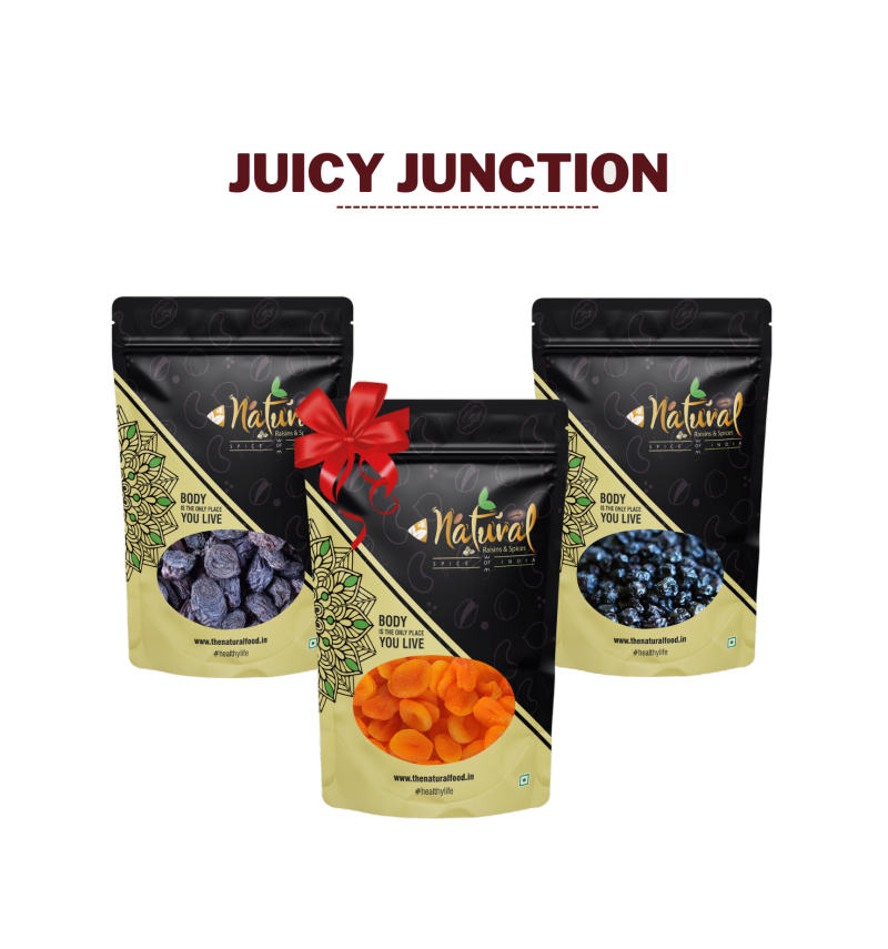 Apricots 200 gm, Prune 240 gm & Blueberries 200 gm– Juicy Junction Combo