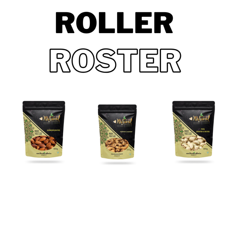 Salted Pista, Salted Almonds & Pepper Cashews - Roller Roaster (500 gms each)