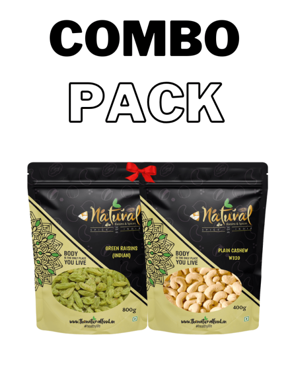 Green Raisin (Indian) & Cashew W320 (500 gms each Combo Pack)