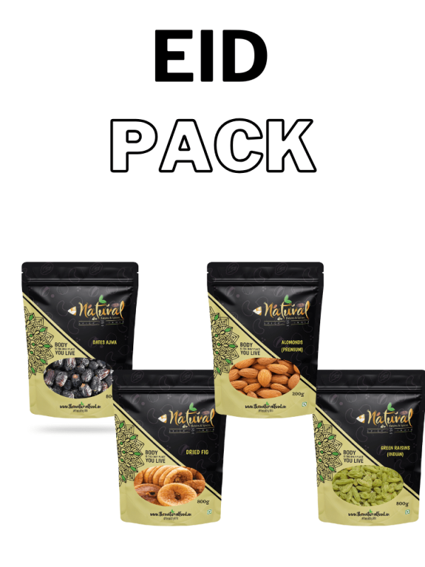 Eid Box - Safawi Dates (500gm), Green Raisins, Almonds & Fig ( 250 gm Each Combo)