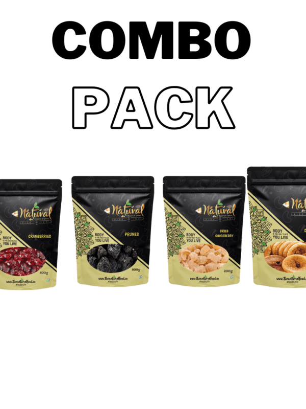 Cranberries, Figs, Prunes & Dried Gooseberry (Amla) (250 gms each Combo Pack )
