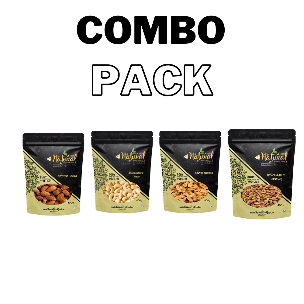 Cashews W320, Walnuts(250 g), Pista Green, Salted Almond (250 gms each Combo Pack )