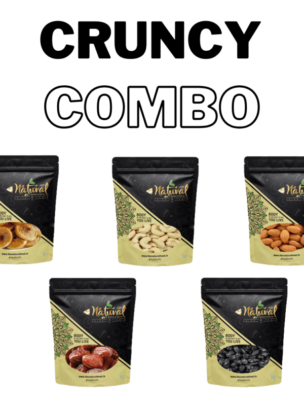 Figs, Cashews, Almonds, Dates & Black Raisins - Crunchy Combo (200 gms each)