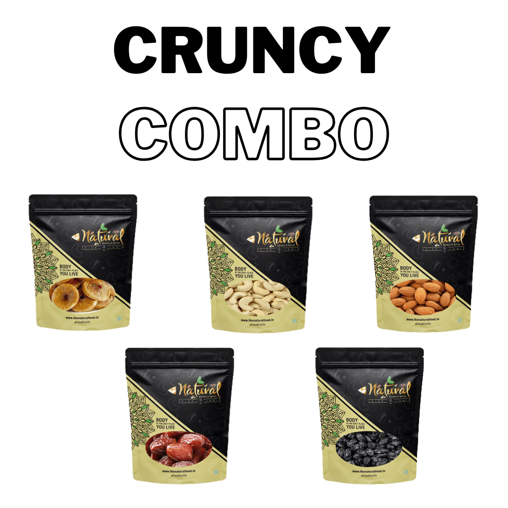 Figs, Cashews, Almonds, Dates & Black Raisins - Crunchy Combo (200 gms each)