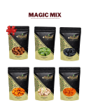 Magic Mix (Salted Almonds, Dried Kiwi, Black Raisins, Chilly Cashew, Salted Pista – 250 gms each & Apricot – 200 gms)